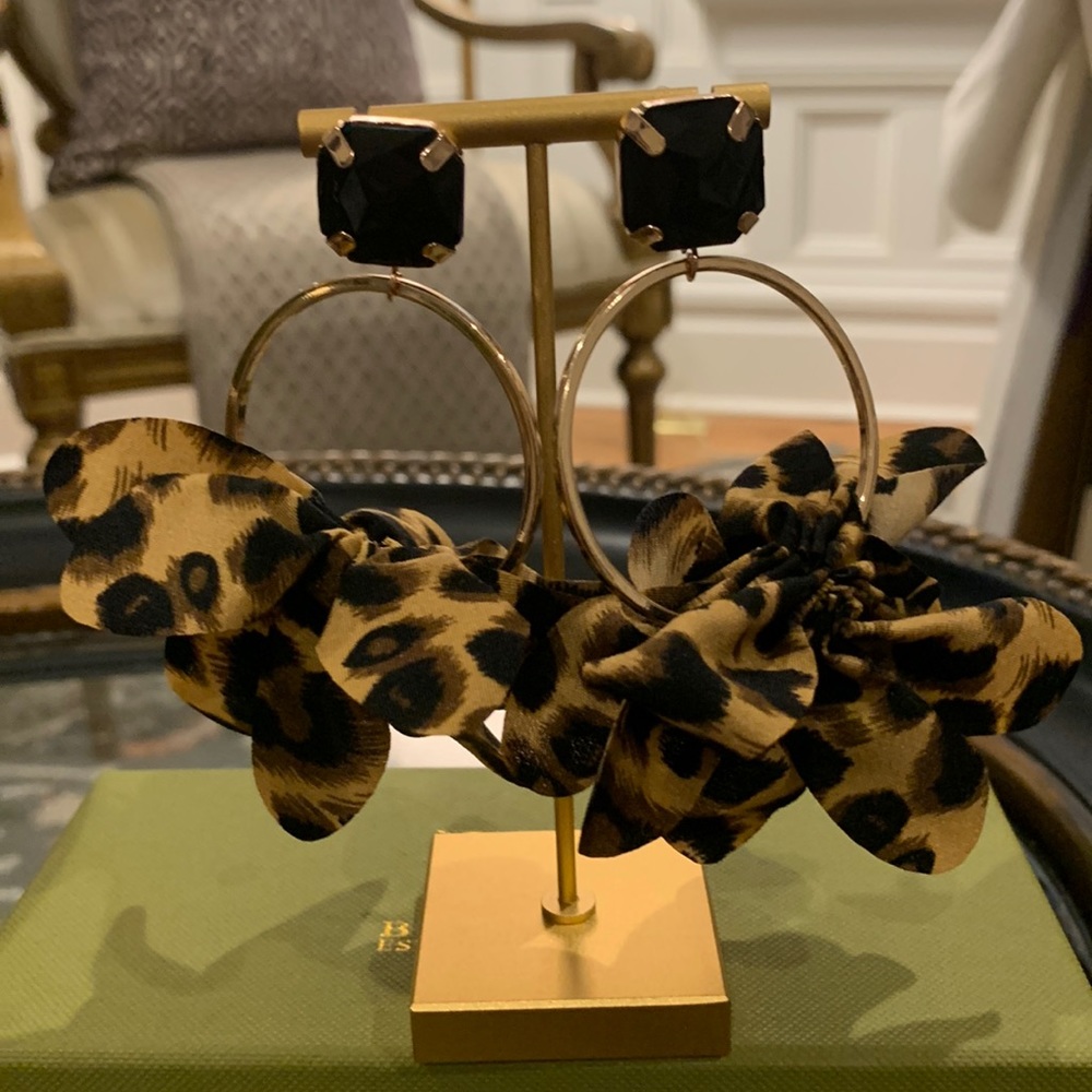 Silk Leopard Hoops